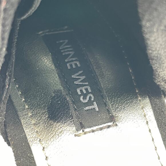 Nine West Women's Macken 2 Heels Faux Suede Open Toe Shoes Black Size 8M - Picture 9 of 12